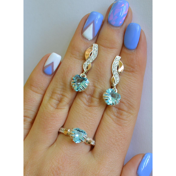 Набор серебряный с золотыми вставками (102)