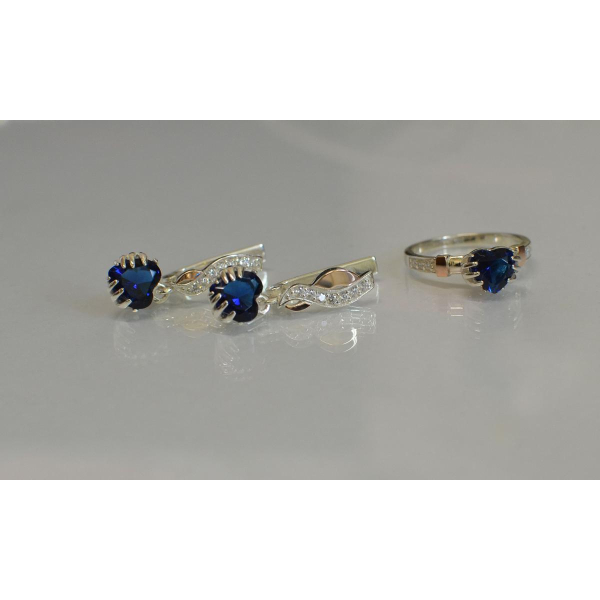 Набор серебряный с золотыми вставками (102)