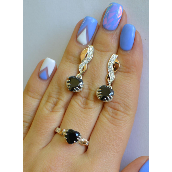 Набор серебряный с золотыми вставками (102)