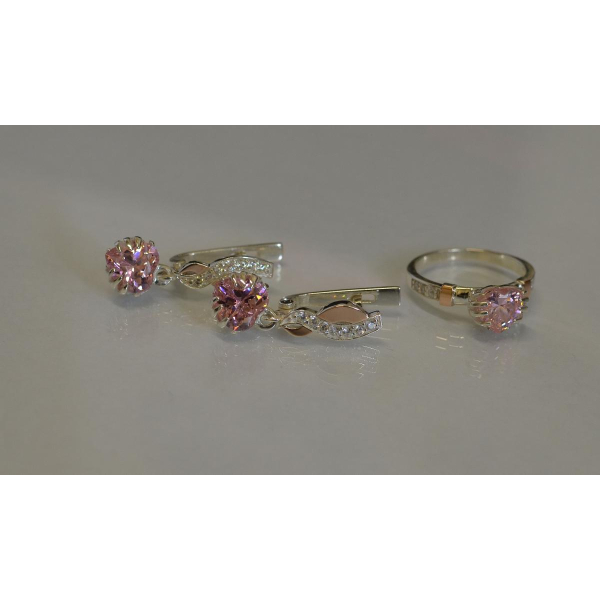 Набор серебряный с золотыми вставками (102)