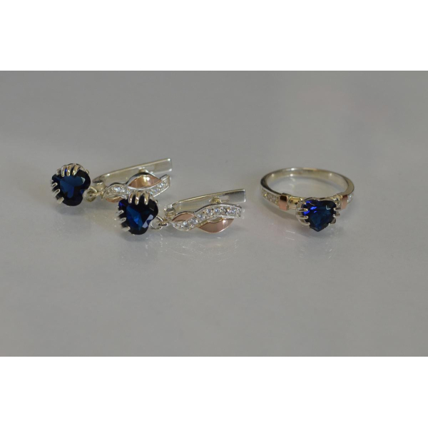 Набор серебряный с золотыми вставками (102)