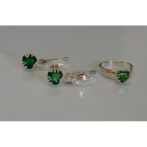 Набор серебряный с золотыми вставками (102)