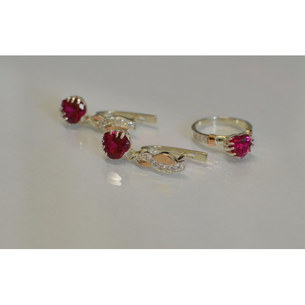 Набор серебряный с золотыми вставками (102)