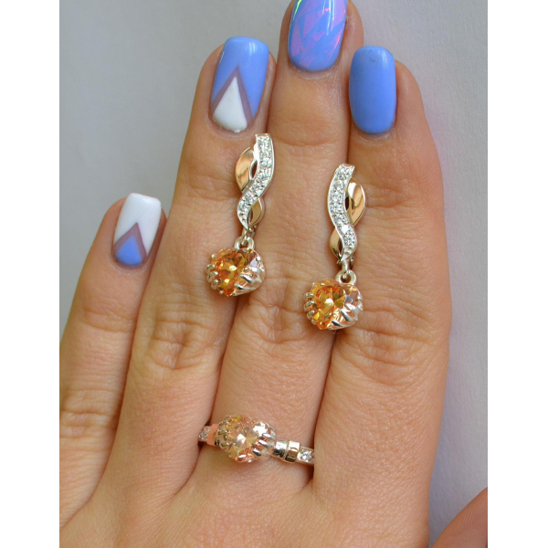 Набор серебряный с золотыми вставками (102)