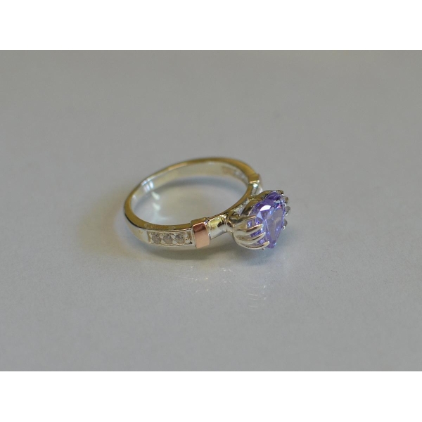 Кольцо серебряное  с золотыми накладками (102к)