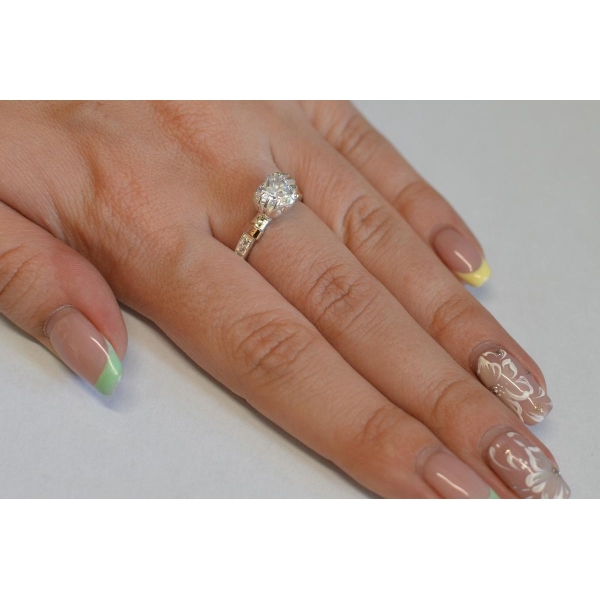 Кольцо серебряное  с золотыми накладками (102к)