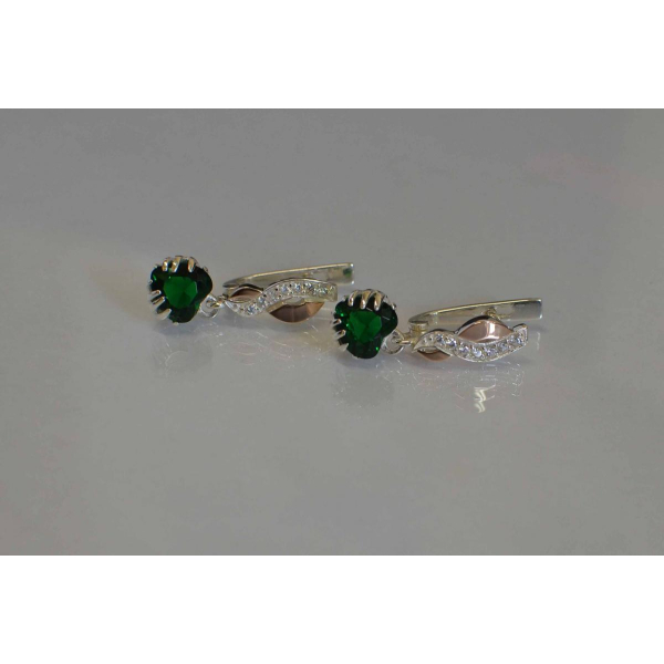 Серьги серебряные с напайками из золота (102с)