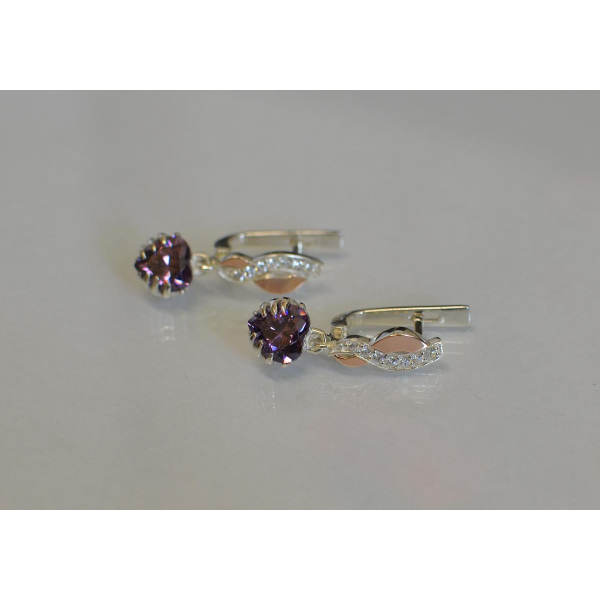 Серьги серебряные с напайками из золота (102с)