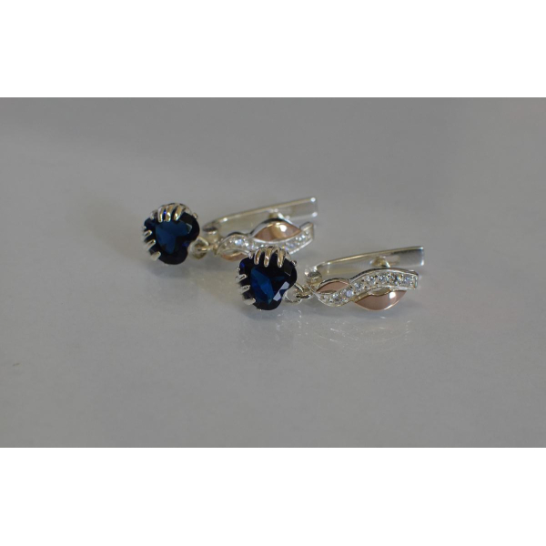 Серьги серебряные с напайками из золота (102с)