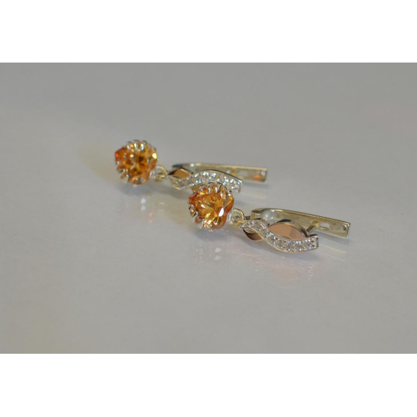 Серьги серебряные с напайками из золота (102с)