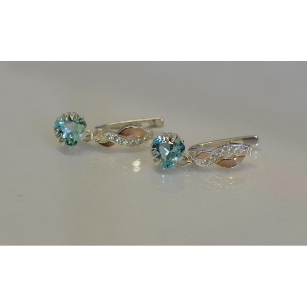 Серьги серебряные с напайками из золота (102с)