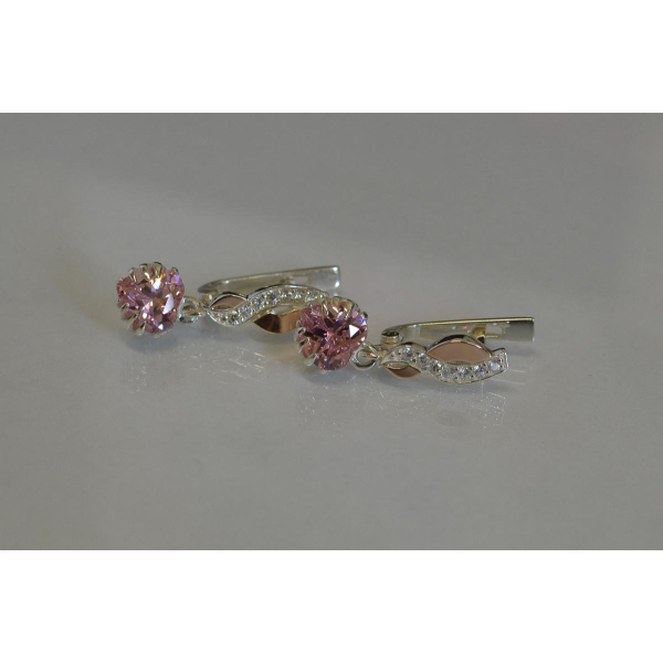 Серьги серебряные с напайками из золота (102с)