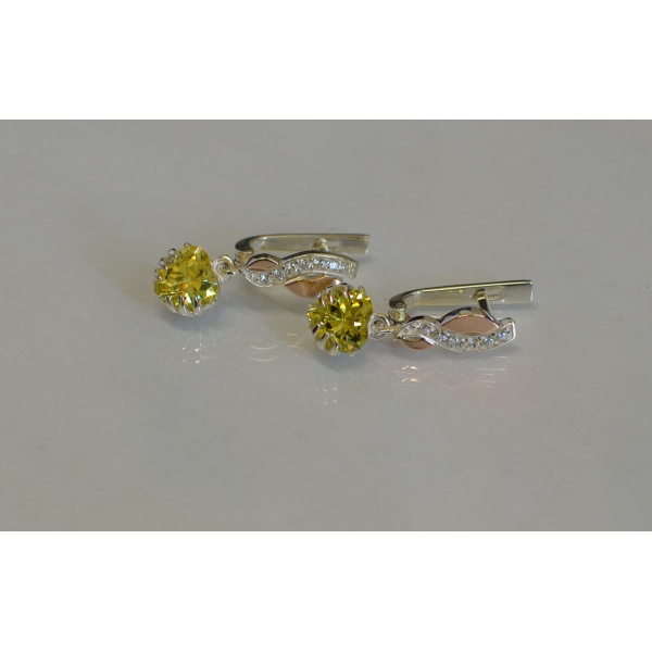 Серьги серебряные с напайками из золота (102с)