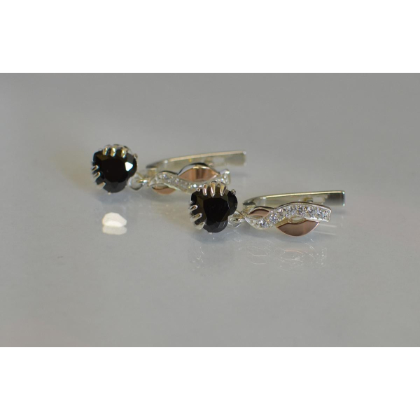 Серьги серебряные с напайками из золота (102с)