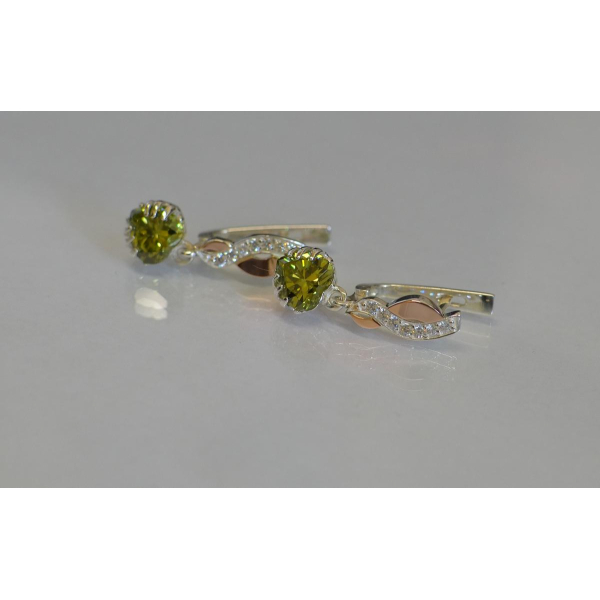 Серьги серебряные с напайками из золота (102с)