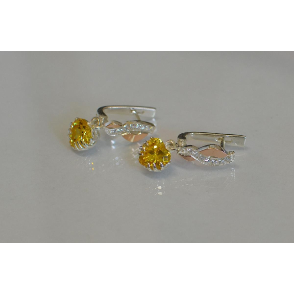 Серьги серебряные с напайками из золота (102с)