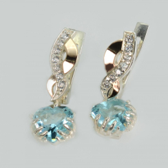 Серьги серебряные с напайками из золота