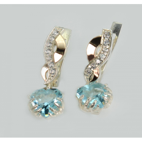 Сережки срібні  з напайками із золота