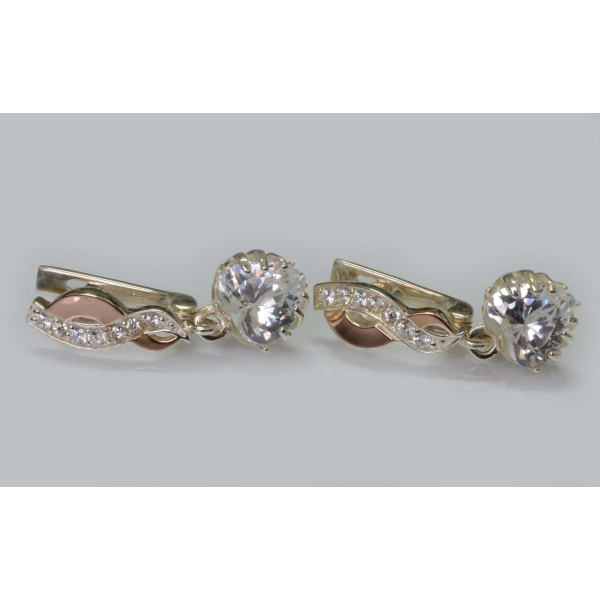 Серьги серебряные с напайками из золота (102с)