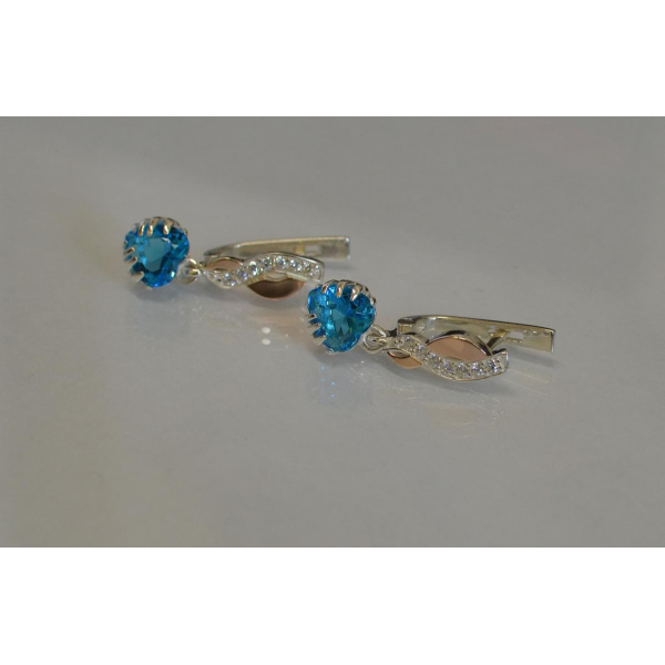 Серьги серебряные с напайками из золота (102с)