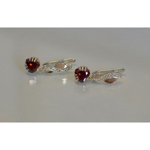 Серьги серебряные с напайками из золота (102с)