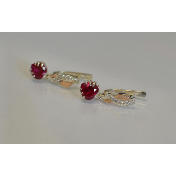 Серьги серебряные с напайками из золота (102с)