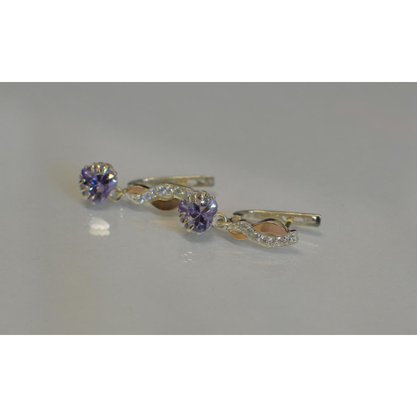 Серьги серебряные с напайками из золота (102с)