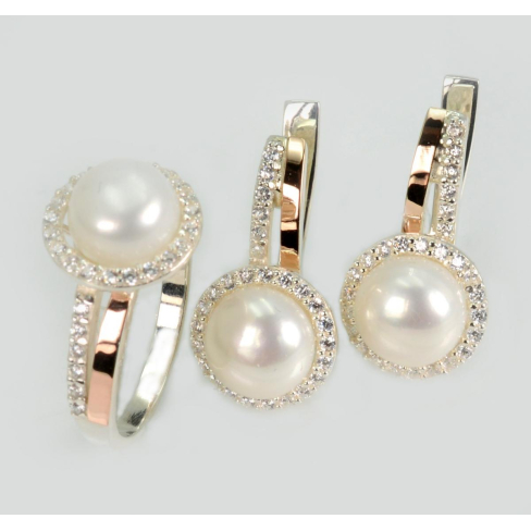 Срібний набір з жемчугом