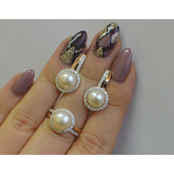 Серебряный комплект с жемчугом (104)