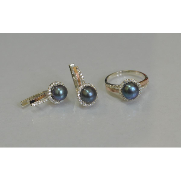 Серебряный комплект с жемчугом (104)