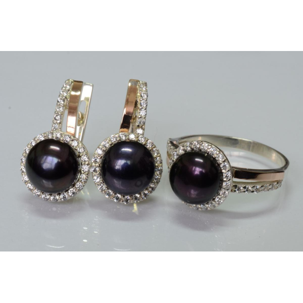 Серебряный комплект с жемчугом (104)