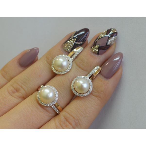 Серебряный комплект с жемчугом (104)