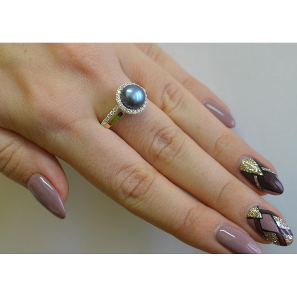 Серебряное кольцо с жемчугом (104к)