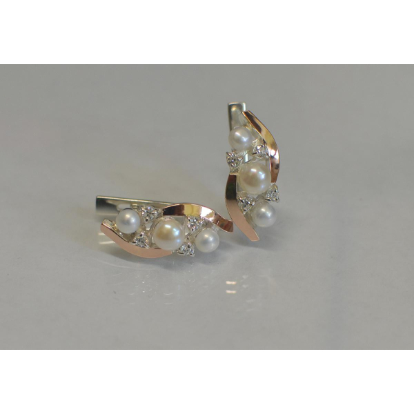 Срібні сережки з жемчугом (105с)