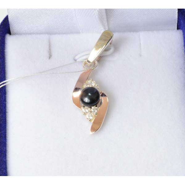 Серебряная подвеска с золотими вставками (106п)