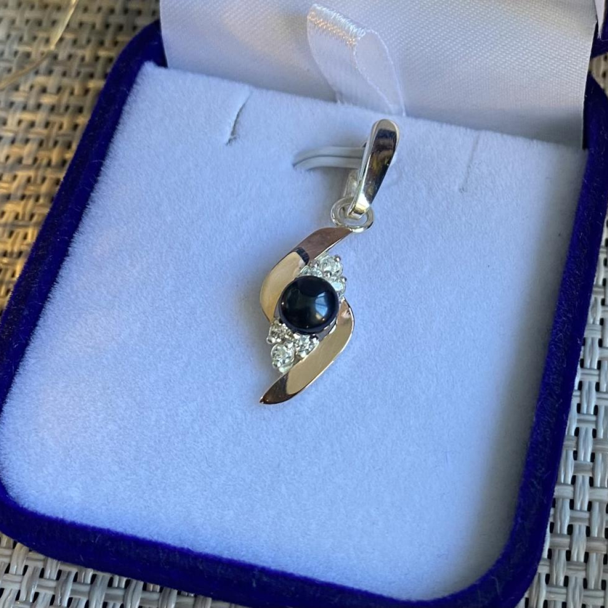 Серебряная подвеска с золотими вставками (106п)