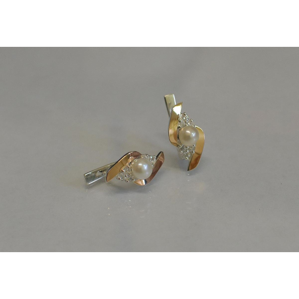 Серьги серебряные с жемчугом (106с)