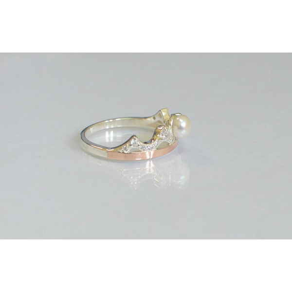 Серебряное кольцо корона с жемчугом (107к)