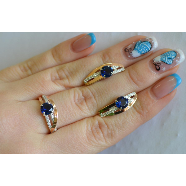 Серебряный набор с золотыми вставками (108)