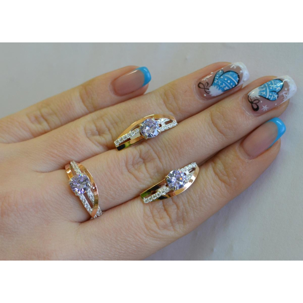 Серебряный набор с золотыми вставками (108)