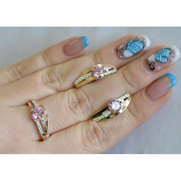 Серебряный набор с золотыми вставками (108)