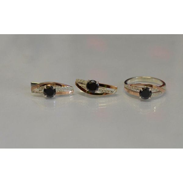 Серебряный набор с золотыми вставками (108)