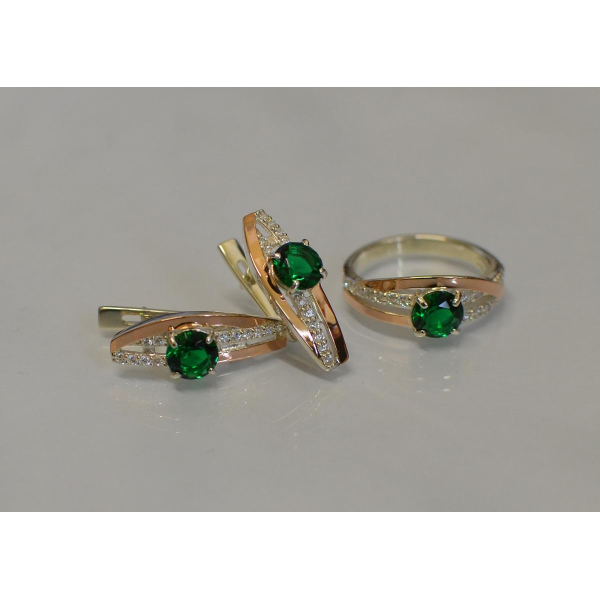 Серебряный набор с золотыми вставками (108)