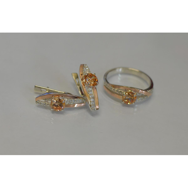 Серебряный набор с золотыми вставками (108)