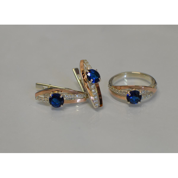 Серебряный набор с золотыми вставками (108)