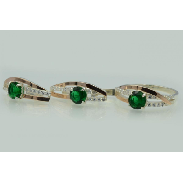 Серебряный набор с золотыми вставками (108)