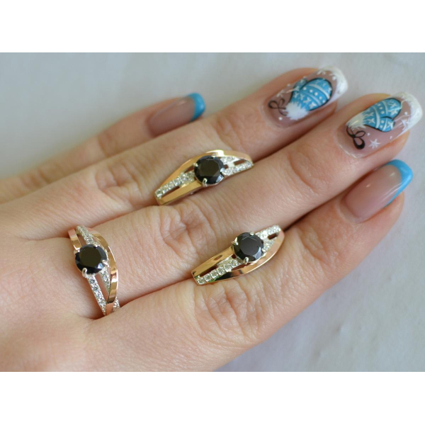 Серебряный набор с золотыми вставками (108)