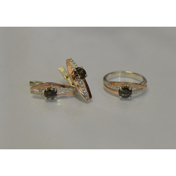 Серебряный набор с золотыми вставками (108)