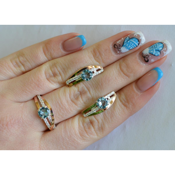 Серебряный набор с золотыми вставками (108)