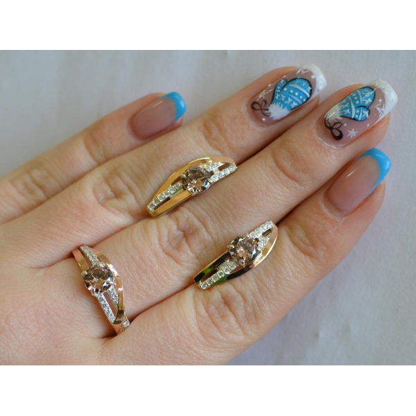 Серебряный набор с золотыми вставками (108)